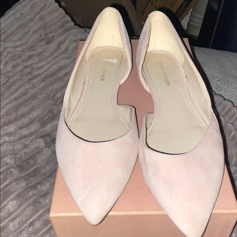 Marc Fisher Blush Pink Suede Pointed Toe Ballet Flats Pastel Spring Summer